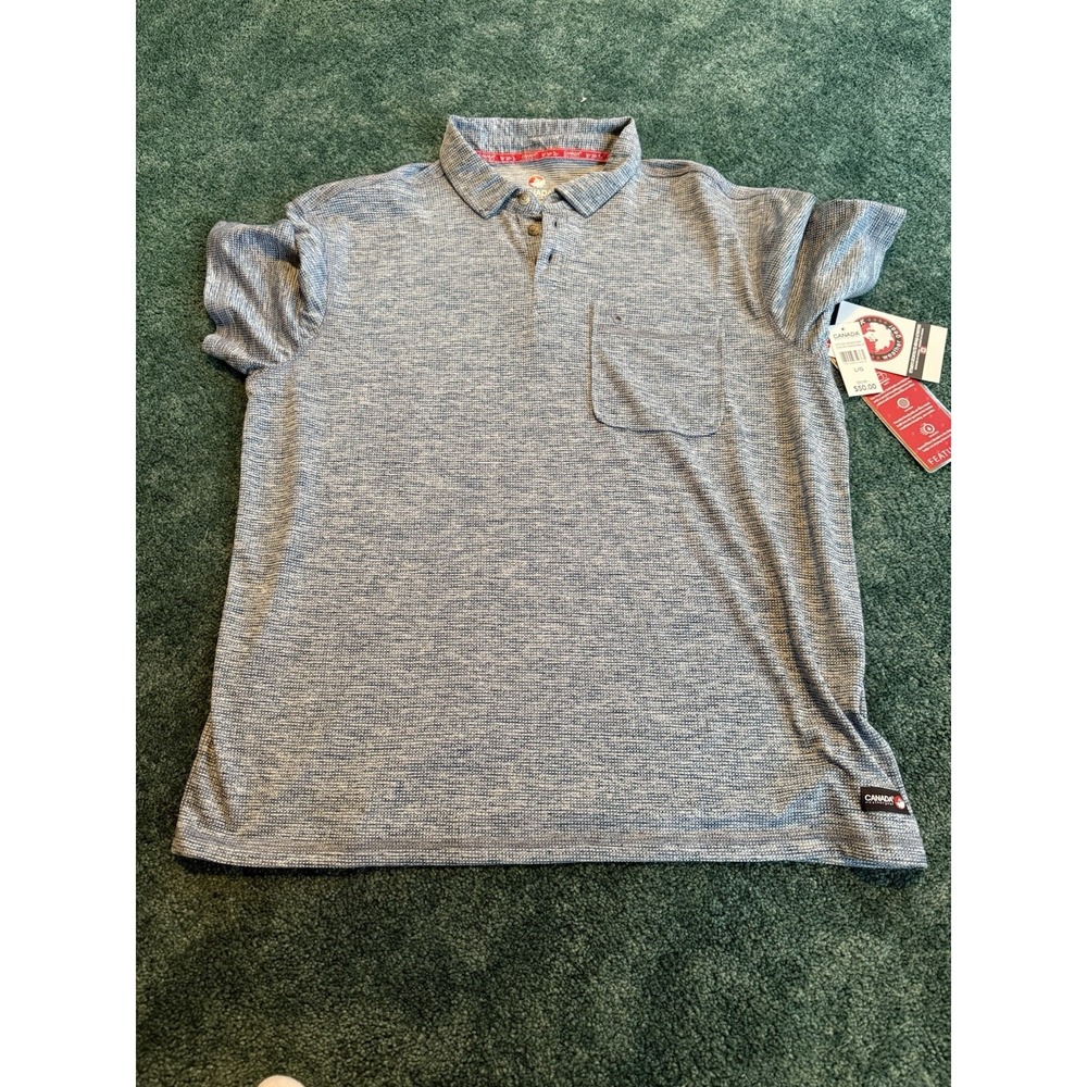 Canada Weather Gear Men's Blue And White Striped‎ Short Sleeve Shirt Size Large
